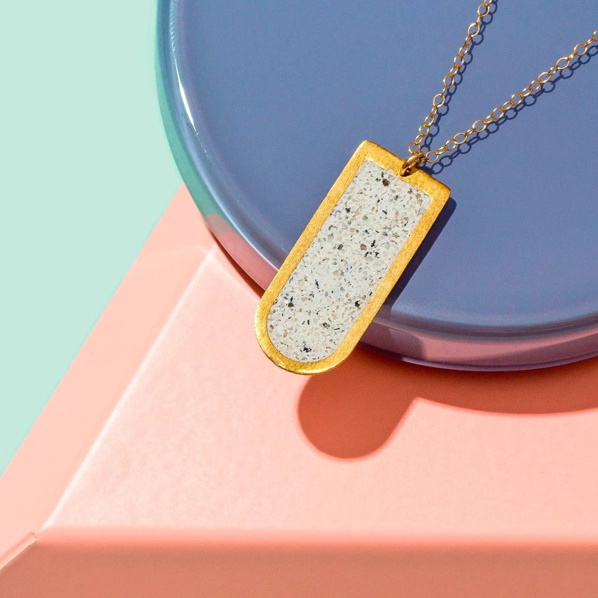 Jesmonite & Brass Drop Necklace
