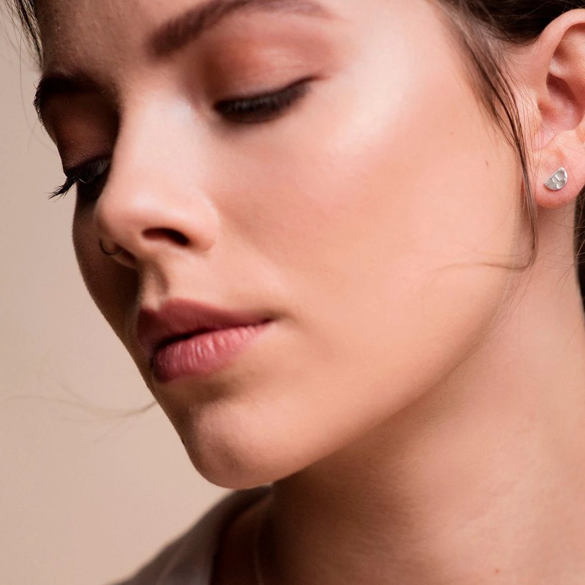 Hammered Crescent Stud Earrings