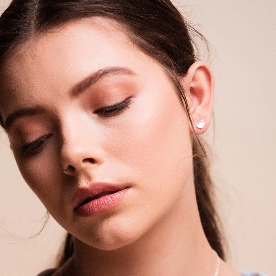 Hammered Crescent Stud Earrings