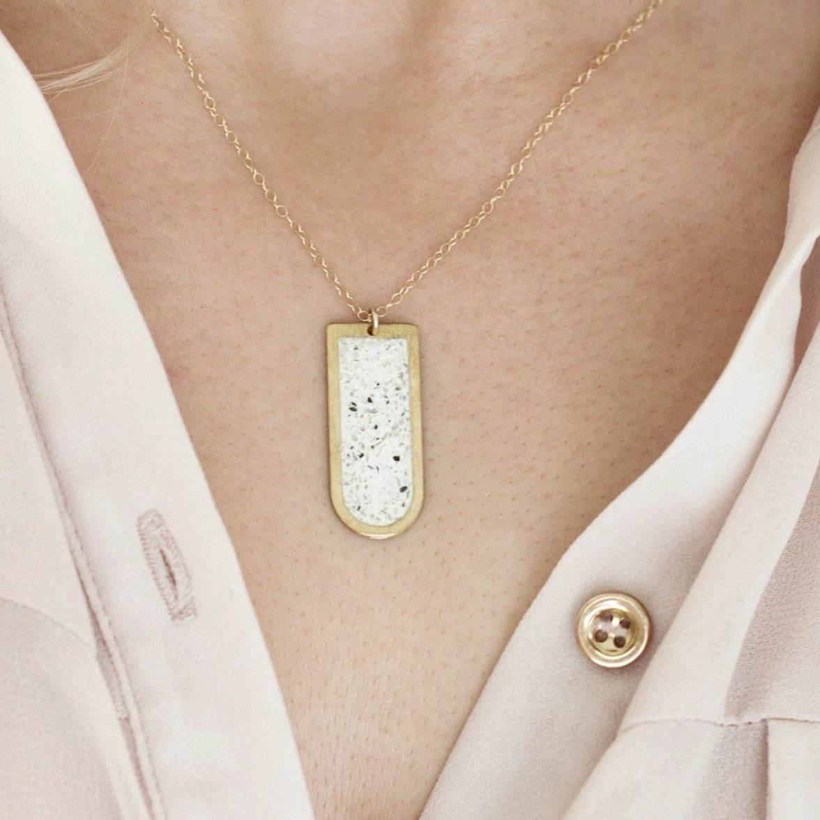 Jesmonite & Brass Drop Necklace