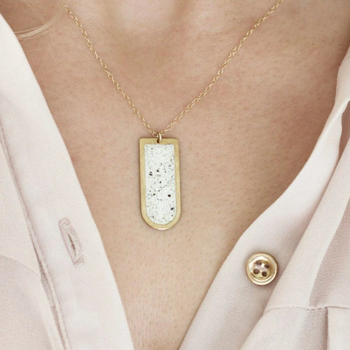 Jesmonite & Brass Drop Necklace