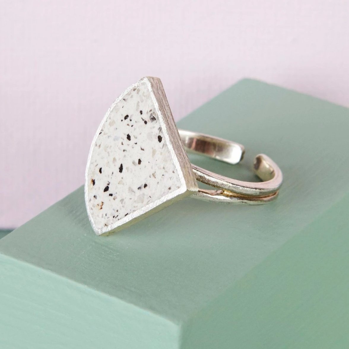 Sterling Silver & Jesmonite Quarter Circle Ring