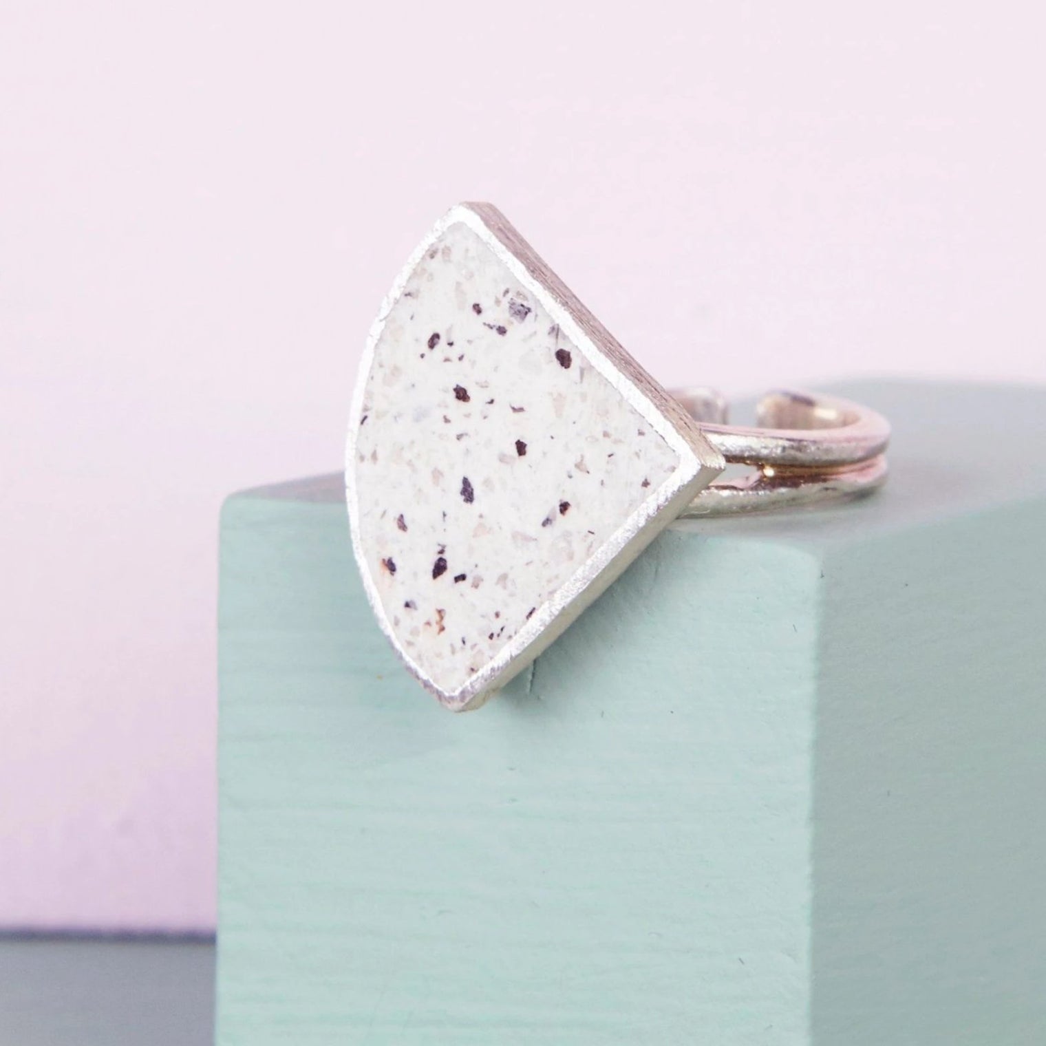 Sterling Silver & Jesmonite Quarter Circle Ring