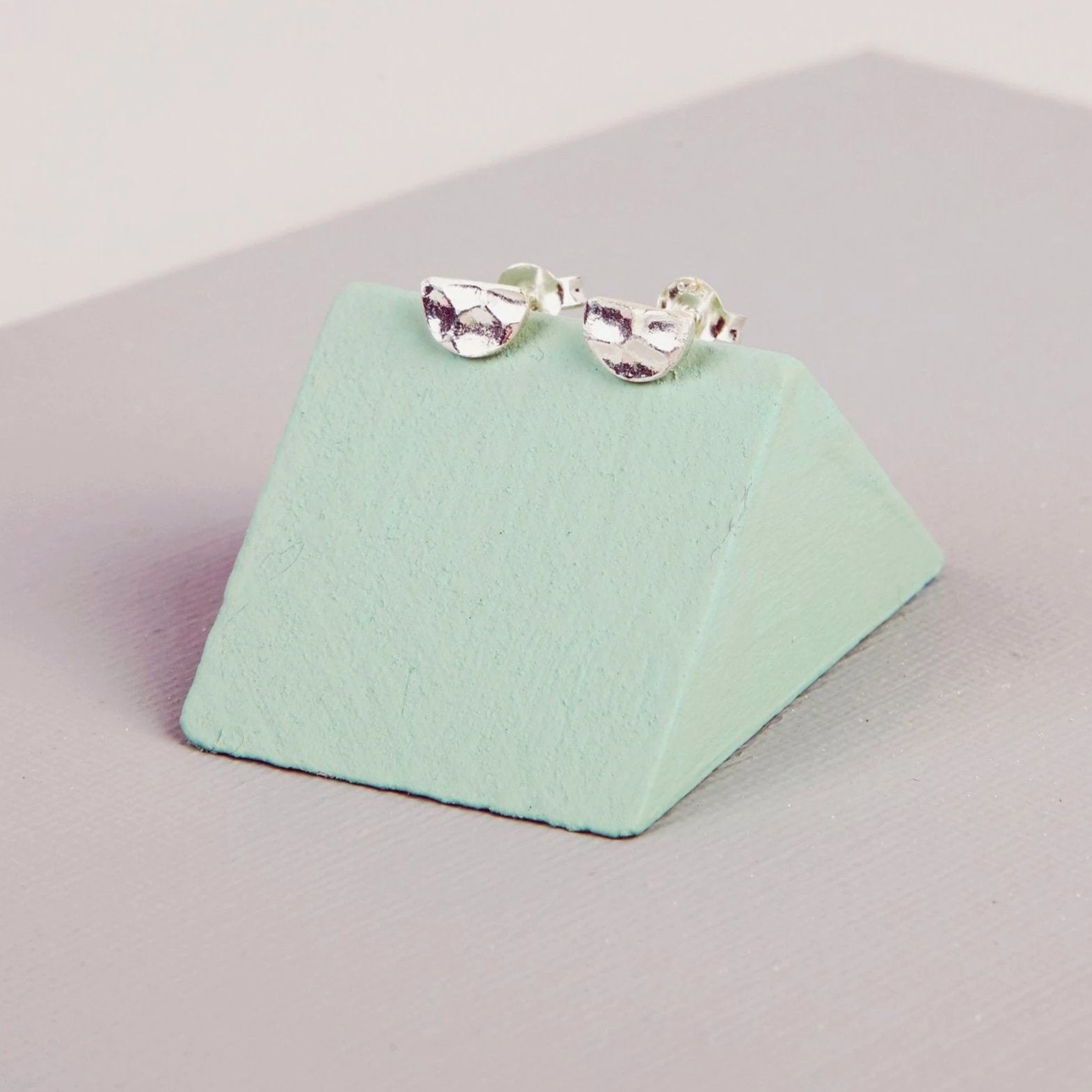 Hammered Crescent Stud Earrings