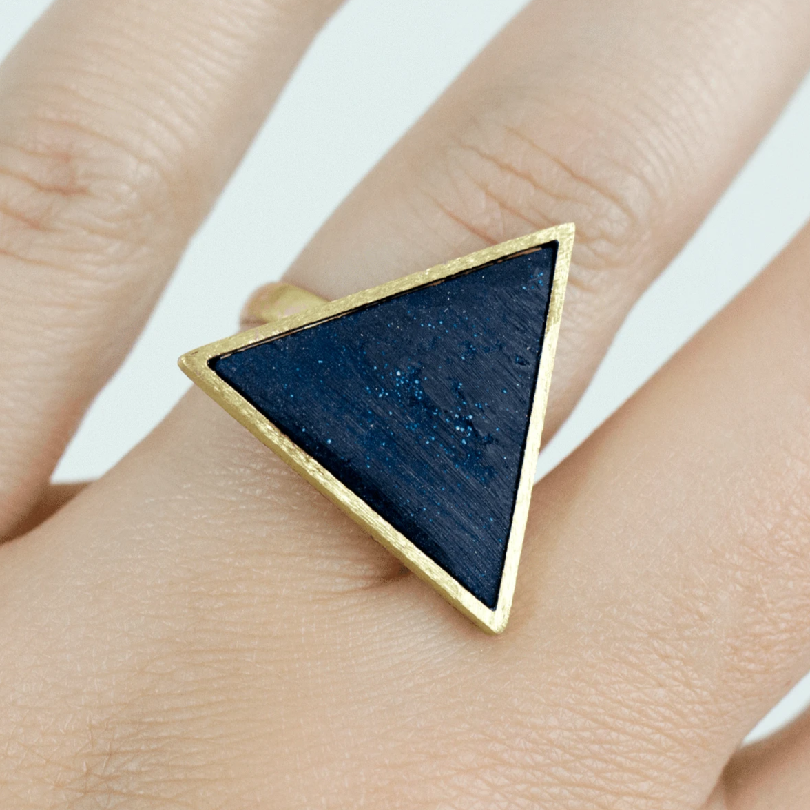 Brushed Brass & Jesmonite Triangle Ring